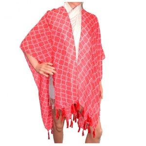 Moroccan quatrefoil kimono/coverup w/fringe